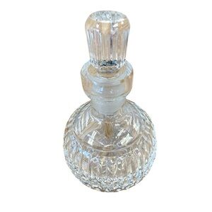 Heavy Cut Crystal Perfume Bottle w/ Long Faceted Stopper Starburst Base